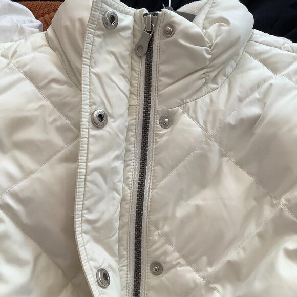 Eddie Bauer women's goose down puffer jacket white large EB700 quilted *flaw* - Picture 10 of 13